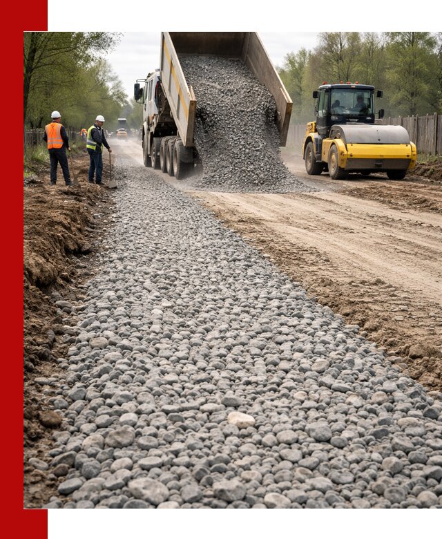 Доставка щебня для отсыпки дорог в Рязани высокого качества