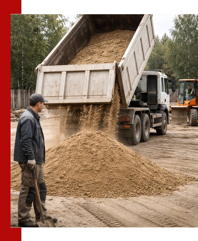 Доставка и продажа песка с разгрузкой в Рязани