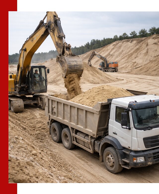 Доставка карьерного песка с самосвалами и разгрузкой в Рязани