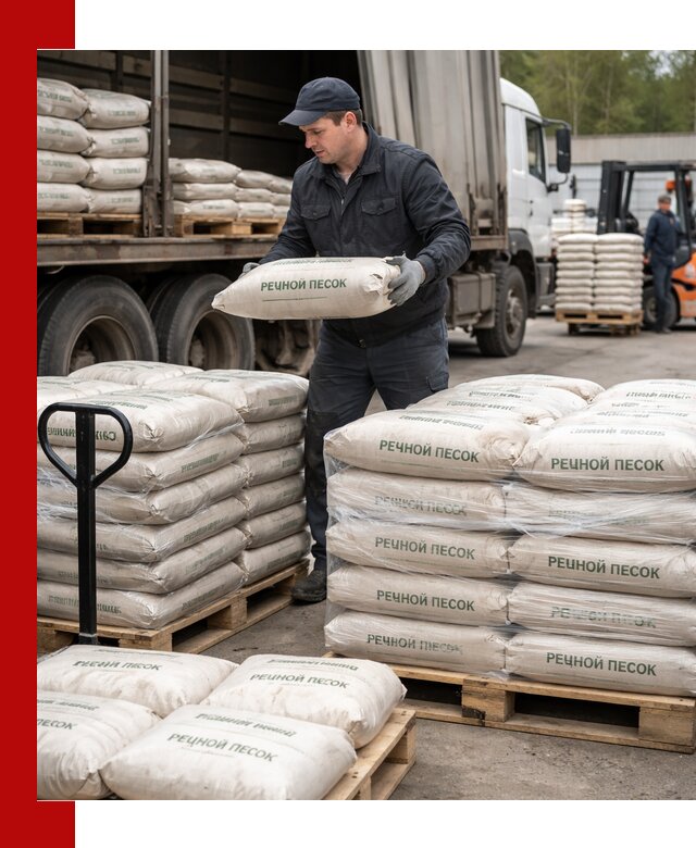 Речной песок в мешках с доставкой в Рязани