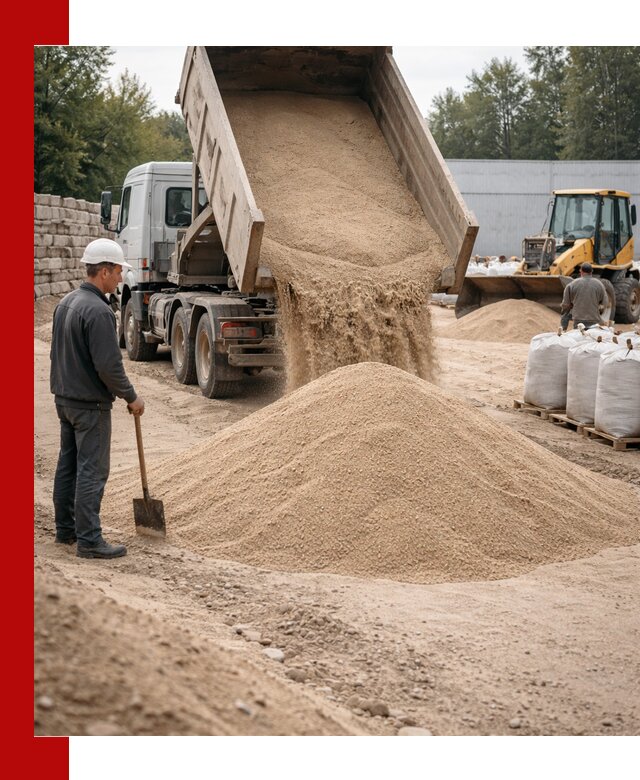 Кварцевый песок фракция 0–3 мм с доставкой в Рязани