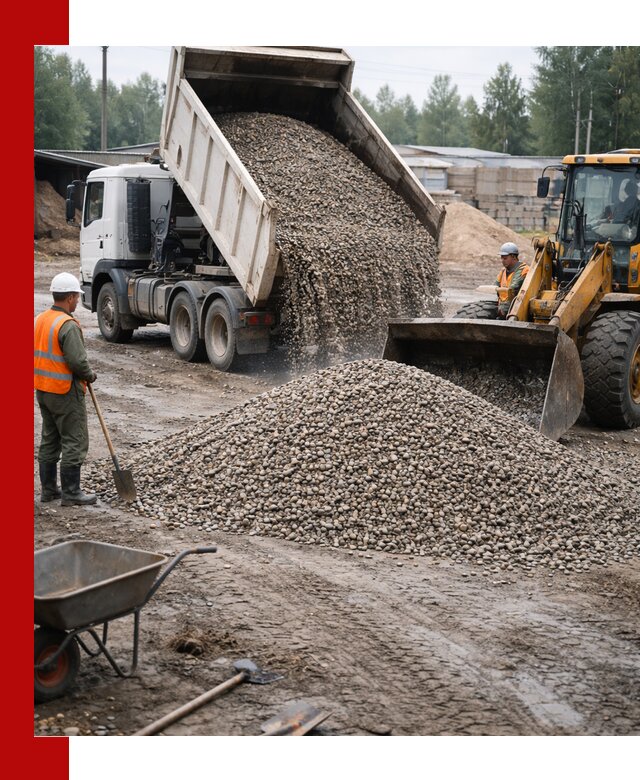 Мытый гравий с доставкой в Рязани от карьера до участка