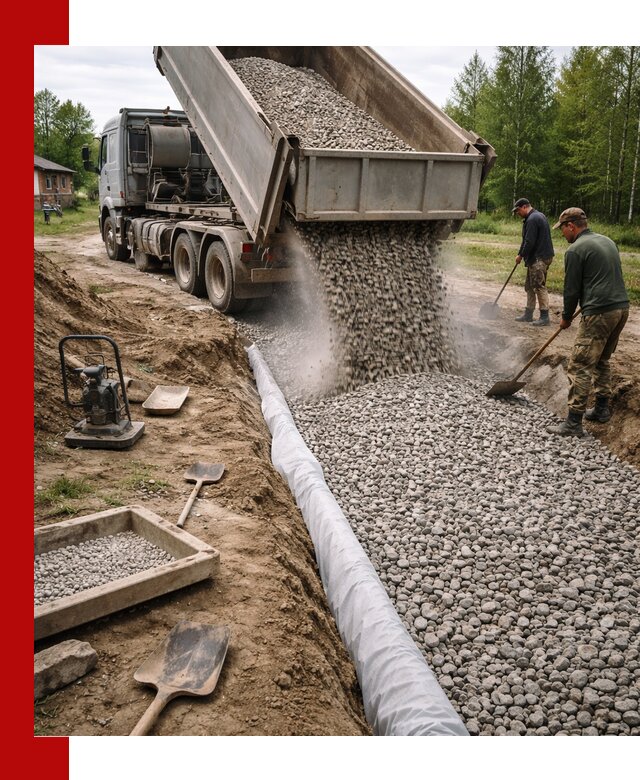 Гравий для дренажа с доставкой в Рязани качественный и недорогой