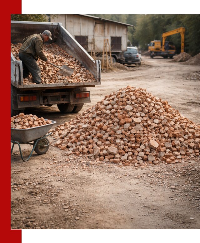 Доставка и подушка из боя кирпича с разгрузкой в Рязани