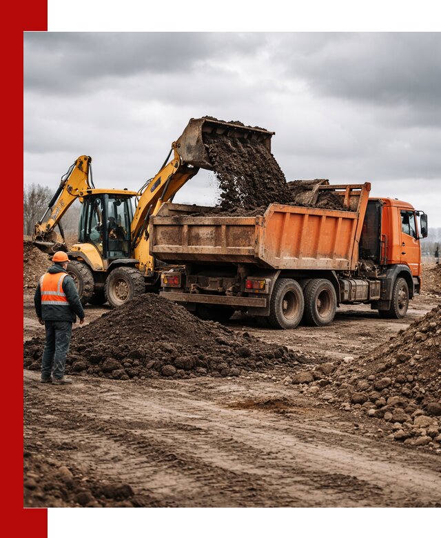 Вывоз грунта и строительного мусора в Рязани грузовыми самосвалами