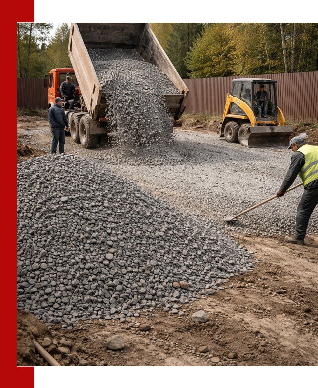 Отсыпка участка щебнем с доставкой и уплотнением в Рязани
